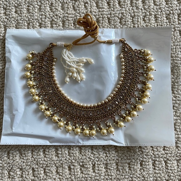 Antique Kundan & Pearl Jewelry Set NWOT - Picture 5 of 7